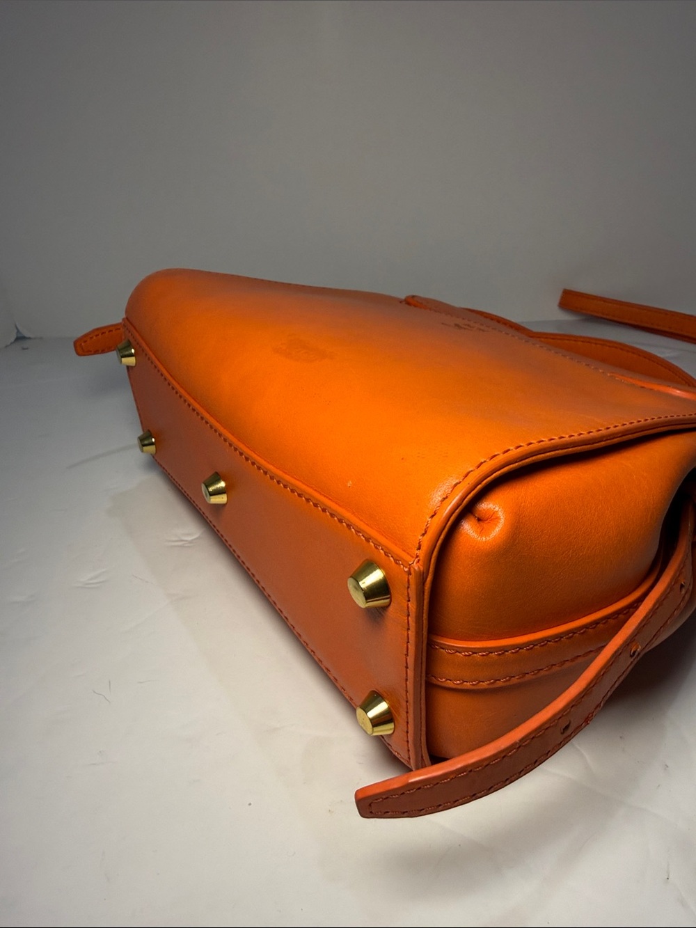 MCM Orange Leather Top Handle Crossbody Bag - Picture 8 of 12